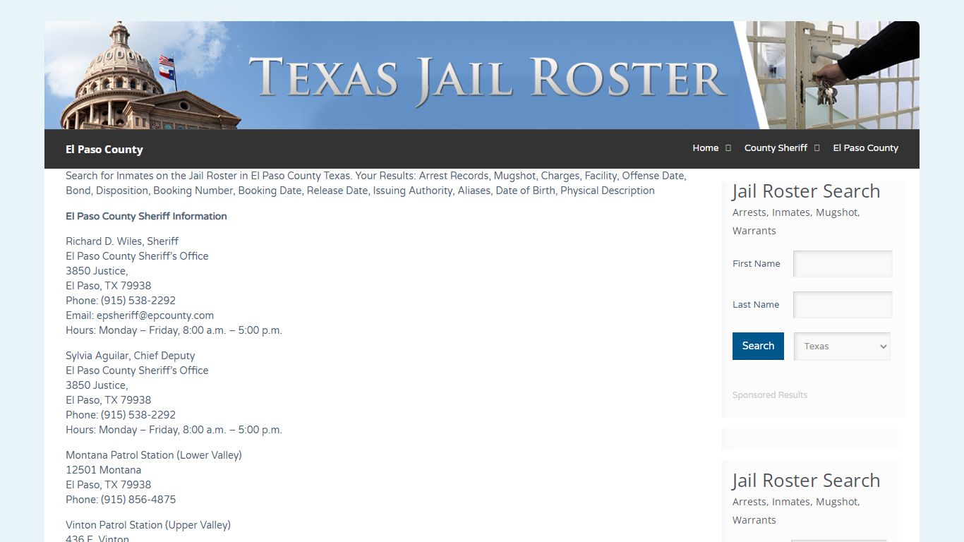 El Paso County | Jail Roster Search